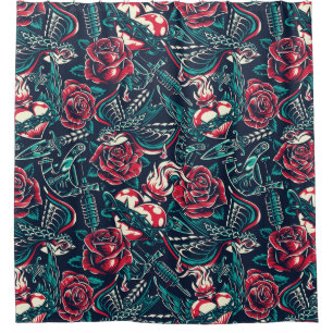 Retro Tattoo Pattern Shower Curtain