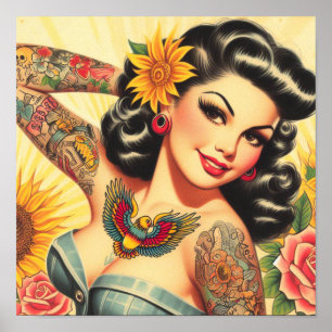 Retro Tattoo Pin-up Poster