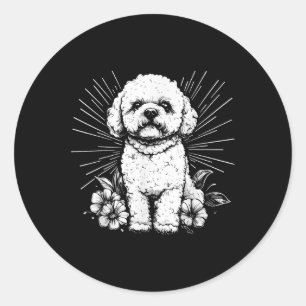 Retro Tattoo Style Bichon Frise Dog Lover Classic Round Sticker