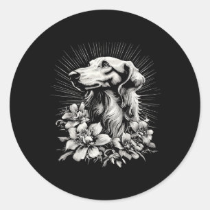 Retro Tattoo Style Borzoi Dog Lover  Classic Round Sticker