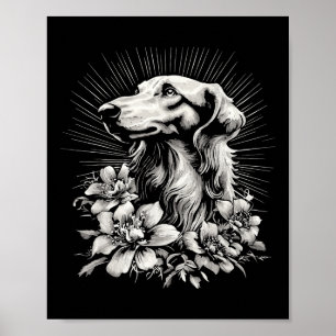 Retro Tattoo Style Borzoi Dog Lover  Poster
