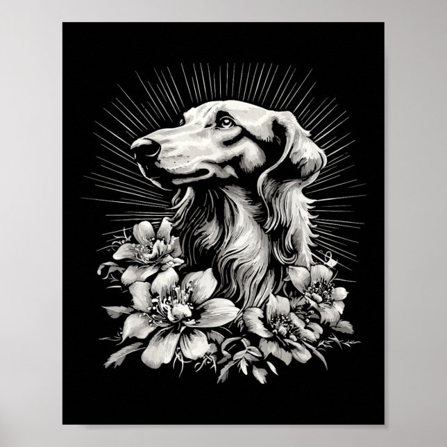 Retro Tattoo Style Borzoi Dog Lover  Poster (Front)