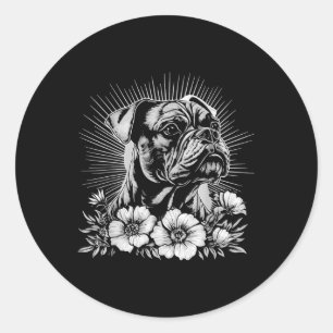 Retro Tattoo Style Boxer Dog Lover _1  Classic Round Sticker