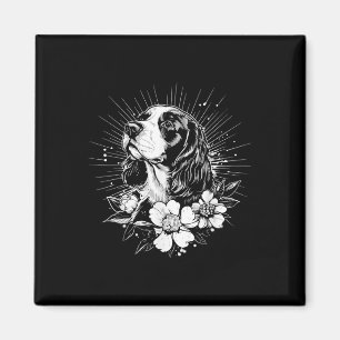 Retro Tattoo Style English Springer Spaniel Dog Lo Magnet