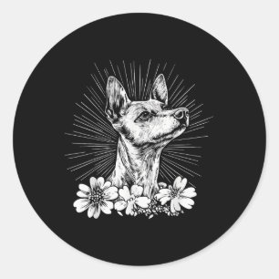 Retro Tattoo Style Fox Terrier Dog Lover _1 Classic Round Sticker