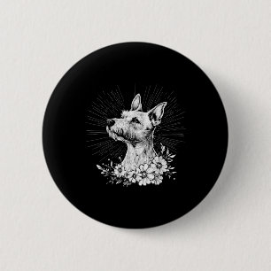 Retro Tattoo Style Fox Terrier Dog Lover  6 Cm Round Badge