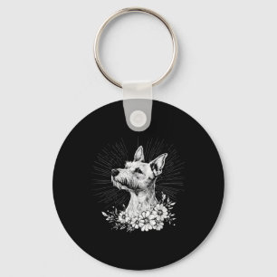 Retro Tattoo Style Fox Terrier Dog Lover  Key Ring
