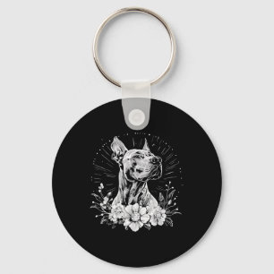 Retro Tattoo Style Great Dane Dog Lover _1 Key Ring