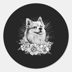 Retro Tattoo Style Keeshond Dog Lover  Classic Round Sticker