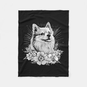 Retro Tattoo Style Keeshond Dog Lover Fleece Blanket