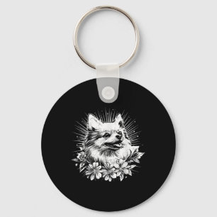 Retro Tattoo Style Pomeranian Dog Lover _1 Key Ring
