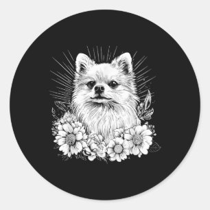 Retro Tattoo Style Pomeranian Dog Lover Classic Round Sticker