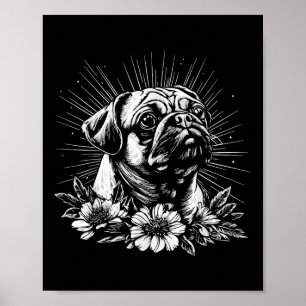 Retro Tattoo Style Pug Lover Dog  Poster