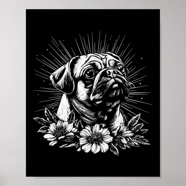 Retro Tattoo Style Pug Lover Dog  Poster (Front)