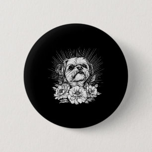 Retro Tattoo Style Shih Tzu Dog Lover _1 6 Cm Round Badge