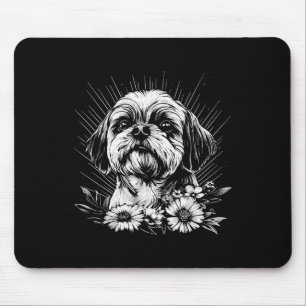 Retro Tattoo Style Shih Tzu Dog Lover Mouse Pad