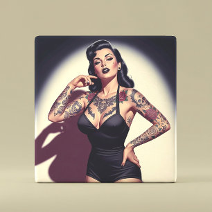 Retro Tattooed Pin-up Ceramic Tile