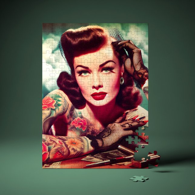 Retro Tattooed Pin-up Jigsaw Puzzle (Creator Uploaded)