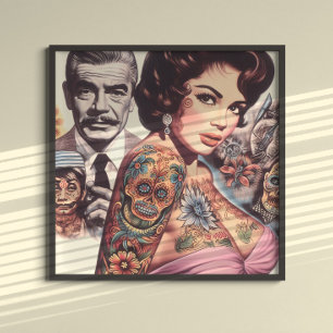 Retro Tattooed Pin-up Poster
