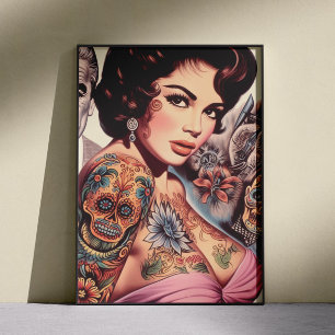 Retro Tattooed Pin-up Poster