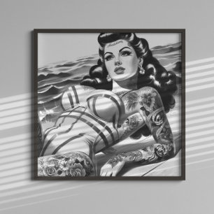 Retro Tattooed Pin-up Poster