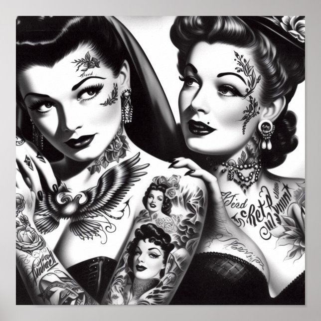 Retro Tattooed Pin-ups Poster (Front)