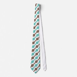 Retro Taupe Brown and Teal Green Pattern Tie