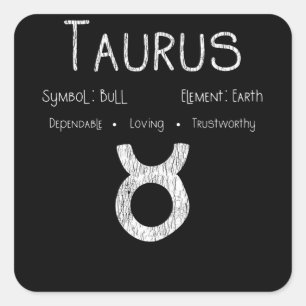 Retro Taurus Zodiac Sign Bull Earth Astrology Gift Square Sticker