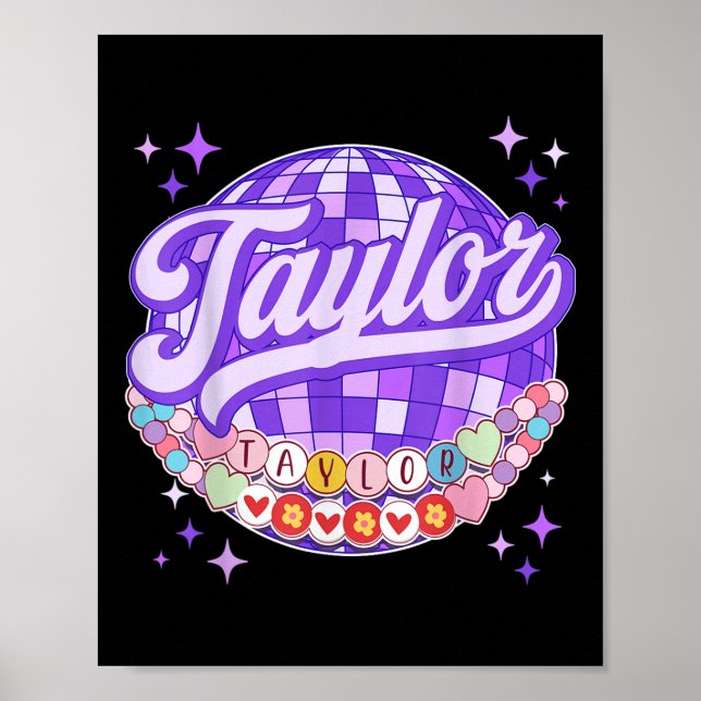 Retro Taylor First Name Personalised Friendship Br Poster (Front)