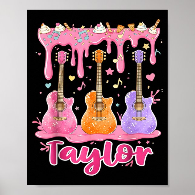 Retro Taylor Ice Cream Dripng Groovy 80's Women Me Poster (Front)