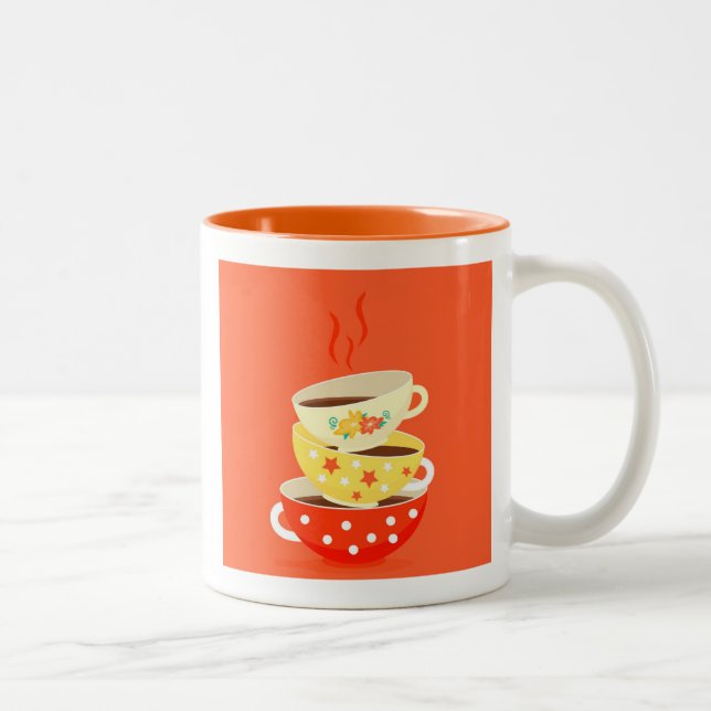 Retro tea vintage tea cups whimsical art (Right)