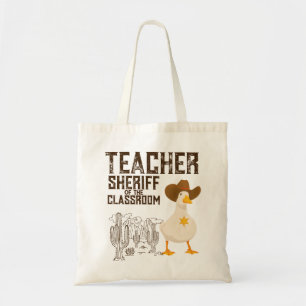 Retro Teacher Back to school Sheriff Funny Goose Tote Bag