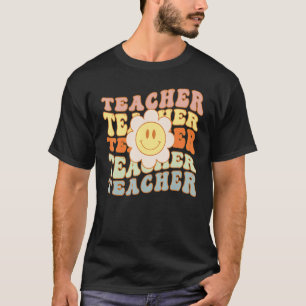 Retro Teacher Daisy Colorful Elementary School Cut T-Shirt