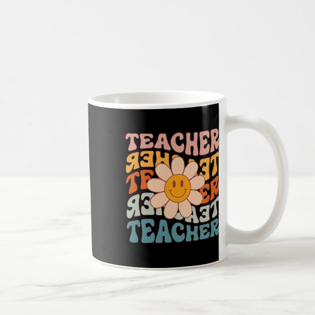 Retro Teacher Daisy Colorful - Elementary School T Coffee Mug (Right)