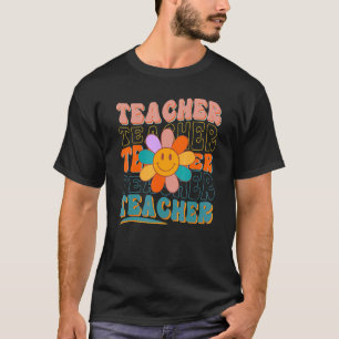 Retro Teacher Daisy Colourful Daisy Flower Cute T T-Shirt