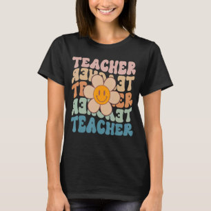 Retro Teacher Daisy Colourful  Elementary School T T-Shirt