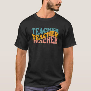 Retro Teacher Daisy Colourful Elementary School T T-Shirt