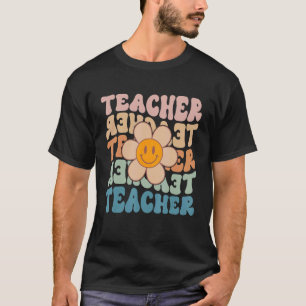 Retro Teacher Daisy Colourful Elementary School T T-Shirt