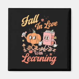 Retro Teacher Fall In Love With Learning Autumn Th Magnet