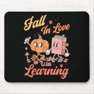 Retro Teacher Fall In Love With Learning Autumn Th Mouse Pad