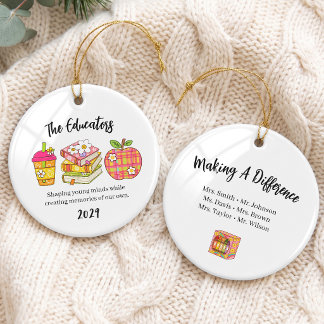 Retro Teacher Friends Group Ornament