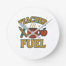 Retro Teacher Fuel Wall Clock - Funny Teacher Gift