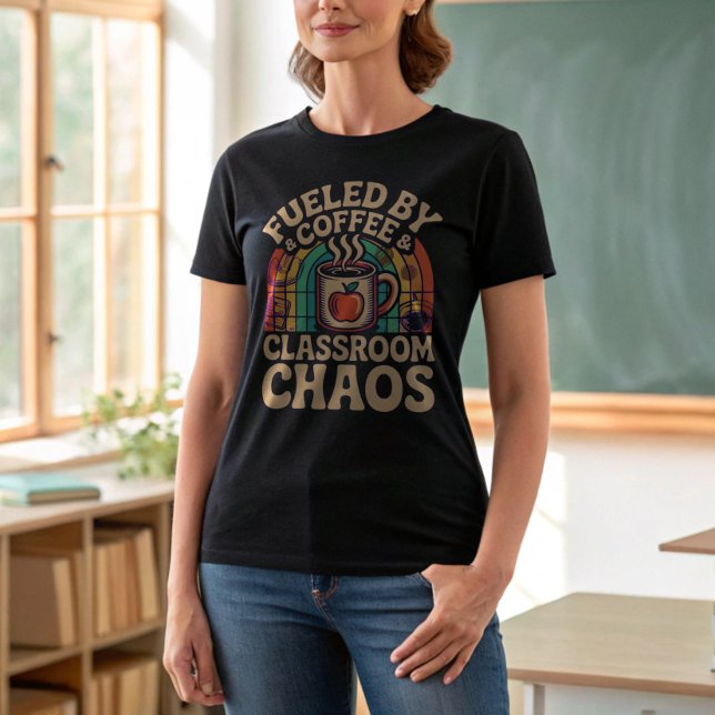 Retro Teacher Fuelled by Coffee - Back to School T-Shirt (Creator Uploaded)