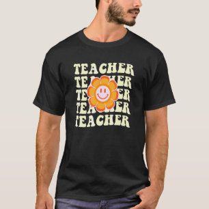 Retro Teacher Groovy Happy School Elementary Schoo T-Shirt