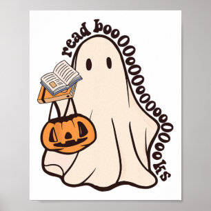 Retro Teacher Halloween Ghost Read More Books Teac Poster