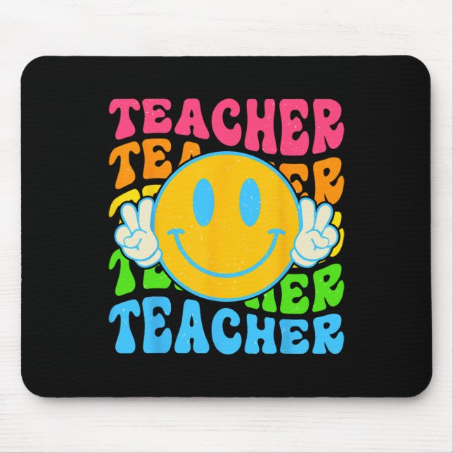 Retro Teacher Happy Smile Face - Elementary School Mouse Pad (Front)