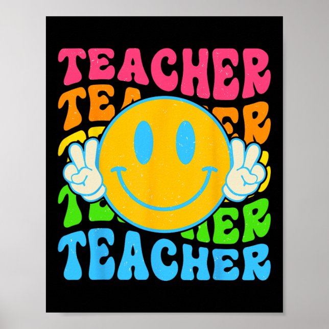 Retro Teacher Happy Smile Face - Elementary School Poster (Front)
