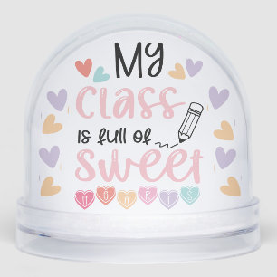 Retro Teacher in Heart Cute Quote Appreciation  Snowglobe