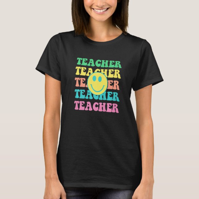 Retro Teacher Inspirational Colourful Elementary S T-Shirt (Front)