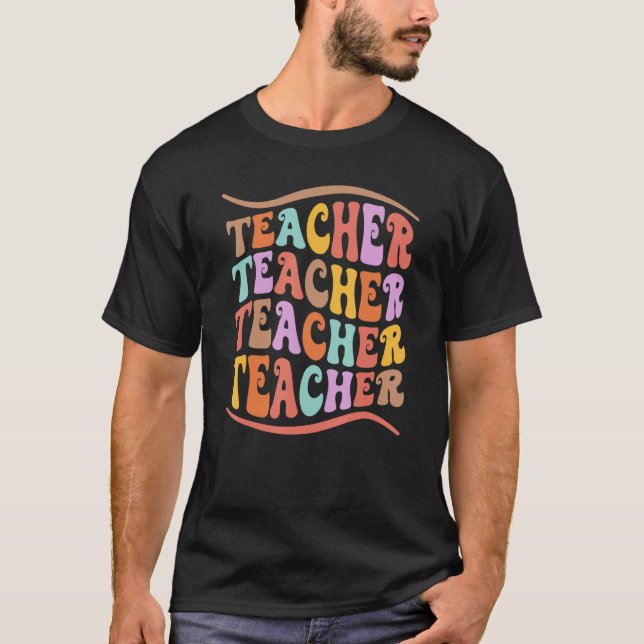 Retro Teacher Inspirational Smile Teacher Elementa T-Shirt (Front)
